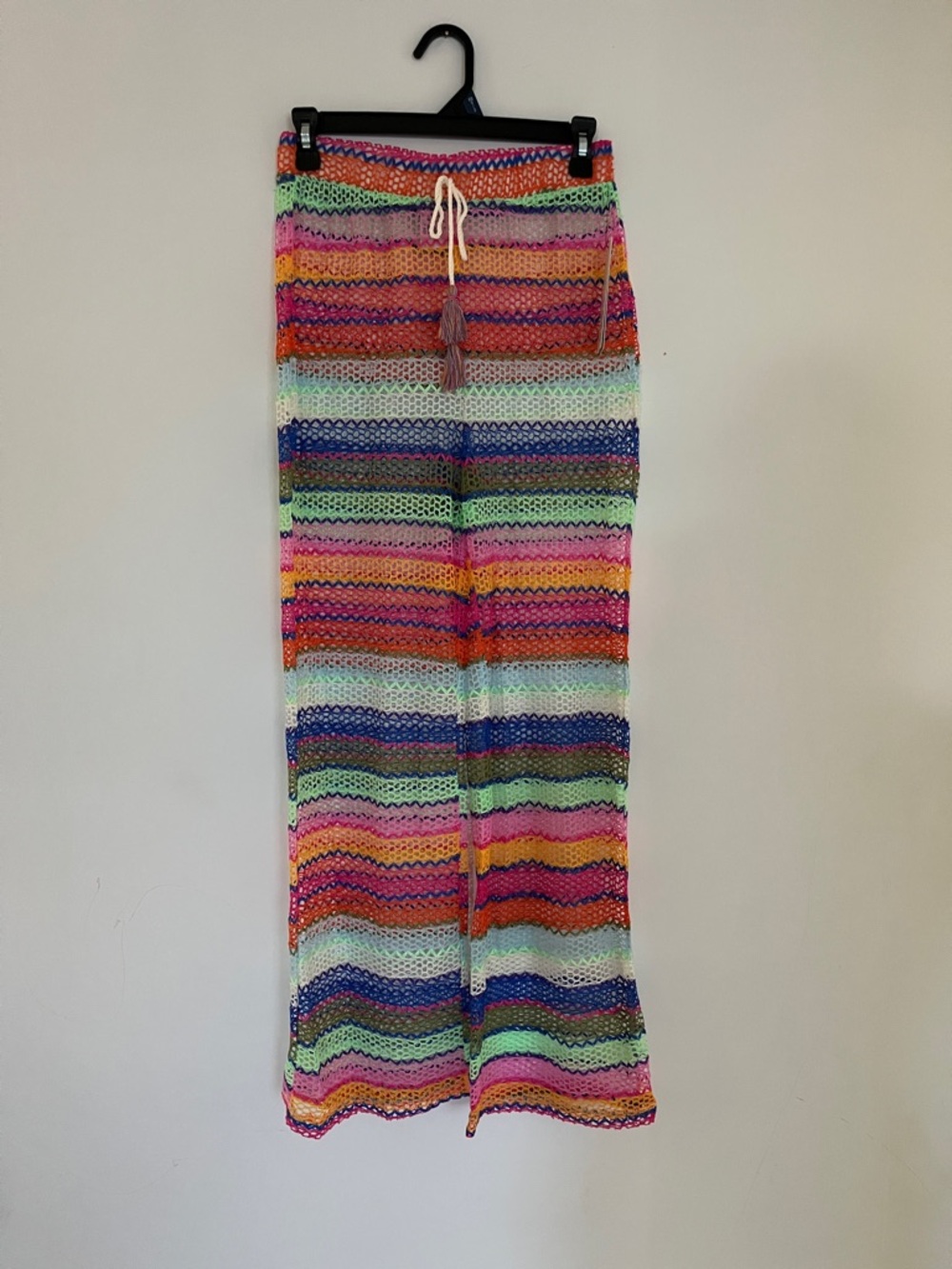 No Boundaries Multicolor Crochet Flowy Pants - Pink, Blue, Green, Orange